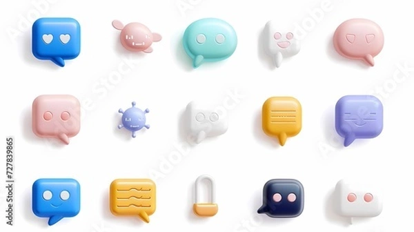 Fototapeta 3D chat bubble icon set