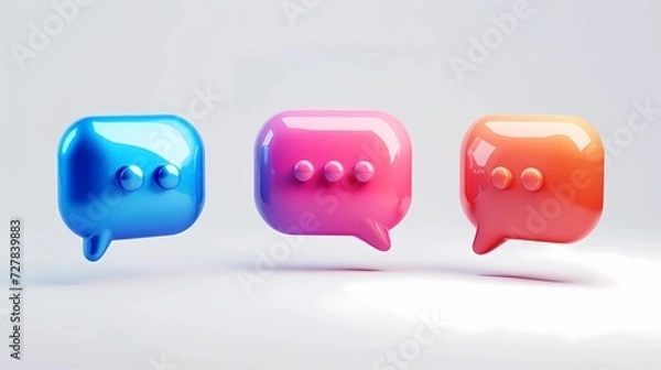 Fototapeta 3D chat bubble icon set