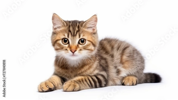 Fototapeta Cute cat on a white background. Copy space.