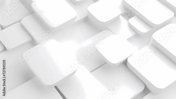 Fototapeta 3d render, abstract white geometric background. square blank card with rounded corners