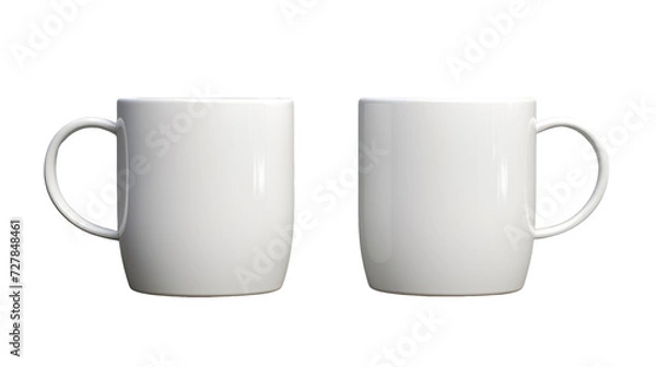 Obraz White classic coffee cup front and back in pure white without logo on transparent Background