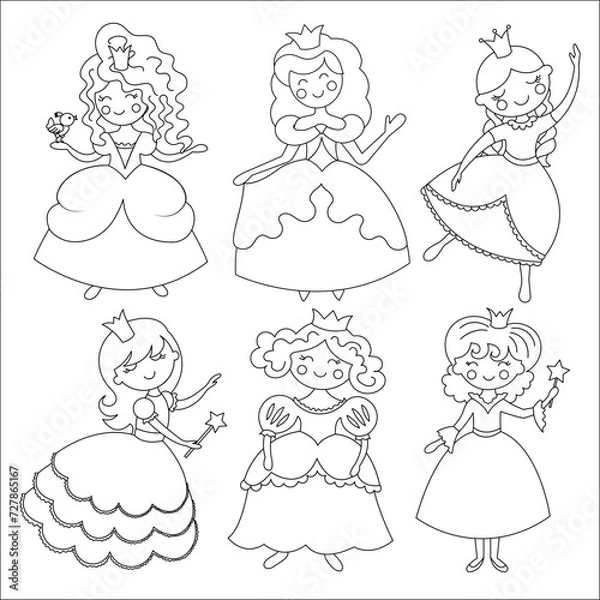 Fototapeta Cute cheerful princesses are engaged in pleasant leisure time