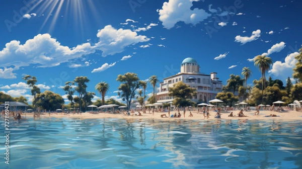 Obraz Serene Paradise: Indulge in a Tropical Getaway Amidst Nature's Beauty and Delightful Amenities, generative AI