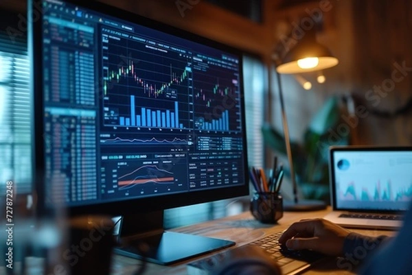 Fototapeta Data Analyst Examining Growth Chart,Strategic Data Analysis for Growth