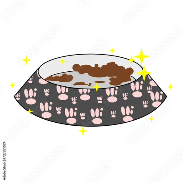 Fototapeta vector design of a pet cat bowl with cat food remaining in it