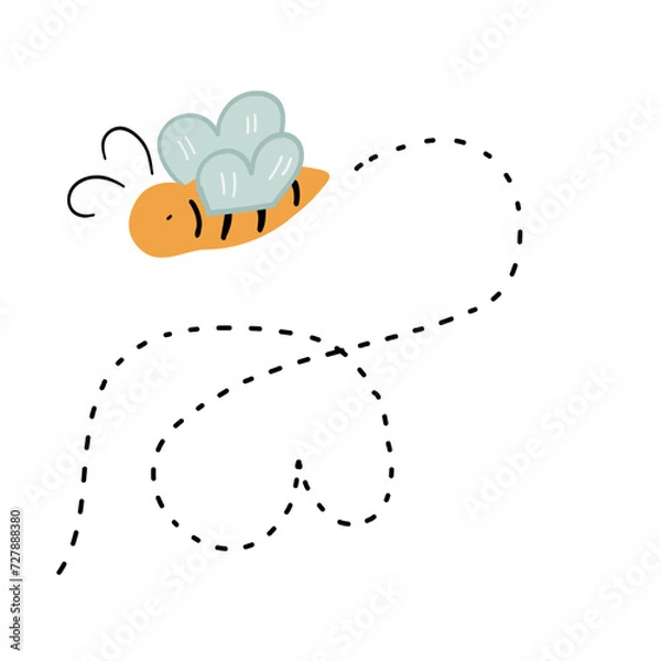 Obraz Flat design bee flying around dots path