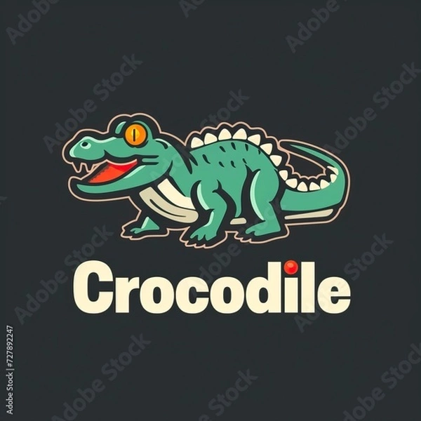 Fototapeta flat vector logo of animal Crocodile Vector image, White Background