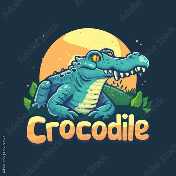 Obraz flat vector logo of animal Crocodile Vector image, White Background