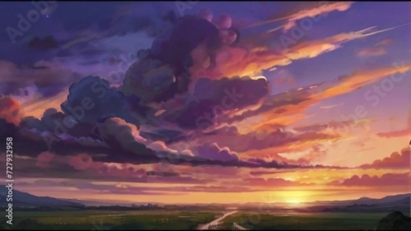 Fototapeta sunset in the mountains