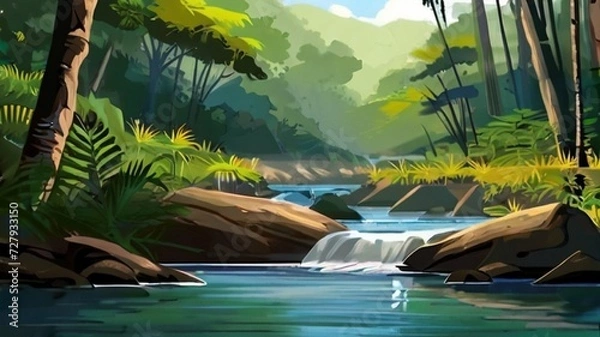 Fototapeta tropical island with palm trees