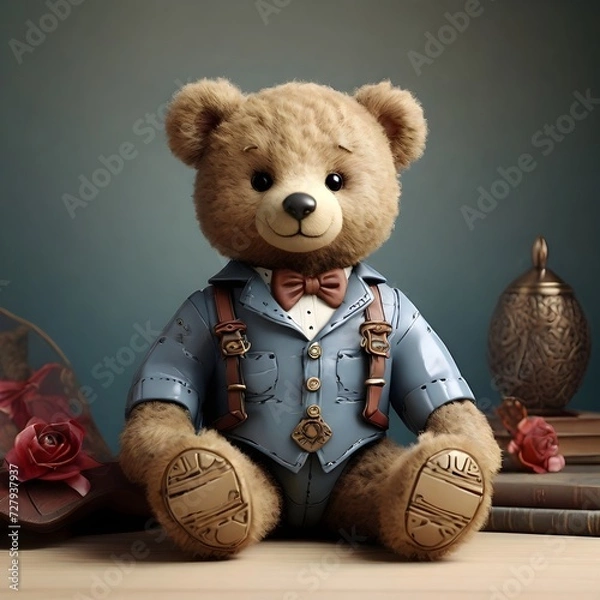 Fototapeta teddy bear and gift