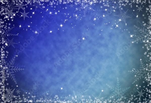 Fototapeta Christmas red background with snowflakes frame