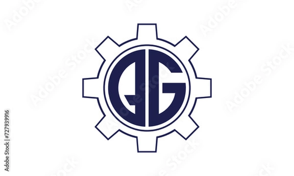 Fototapeta QG initial letter mechanical circle logo design vector template. industrial, engineering, servicing, word mark, letter mark, monogram, construction, business, company, corporate, commercial, geometric