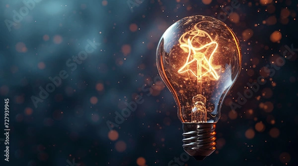 Fototapeta idea light bulb on dark background