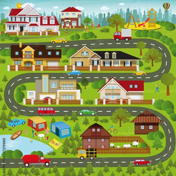 Fototapeta Life in the suburbs - winter