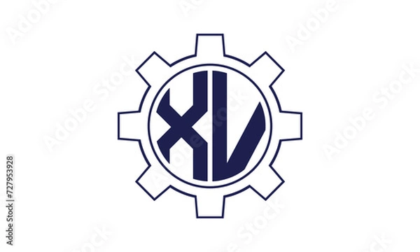 Fototapeta XV initial letter mechanical circle logo design vector template. industrial, engineering, servicing, word mark, letter mark, monogram, construction, business, company, corporate, commercial, geometric
