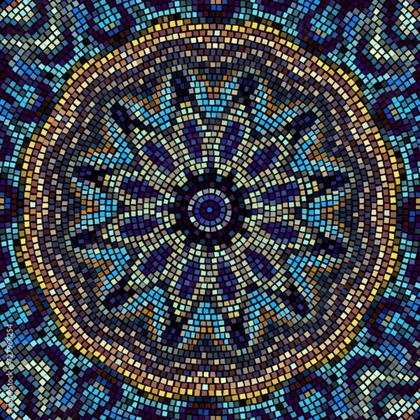 Fototapeta Vector seamless mosaic tile pattern. Ceramic tiles background. Mandala vector illustration.