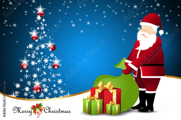 Obraz Christmas  gift box with santaclaus