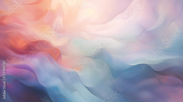 Obraz Ethereal abstract background with gently shifting forms in a dreamlike palette, a visually soothing and mesmerizing composition Ai Generative