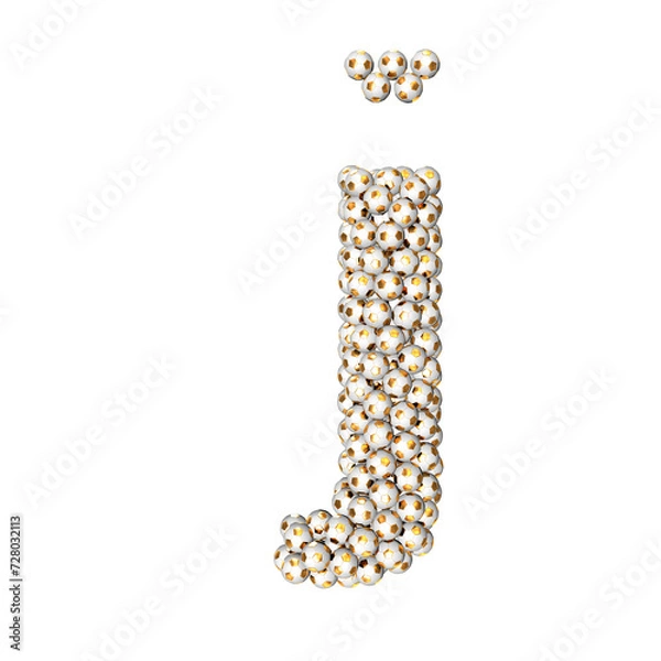 Fototapeta Symbol made from gold soccer balls. letter j