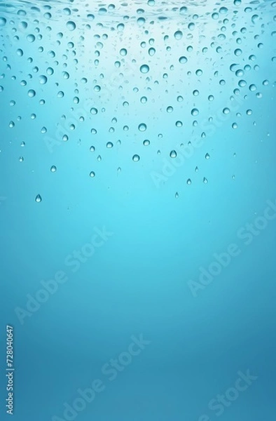 Obraz vertical blue background with water drops, for the presentation of a cosmetic product