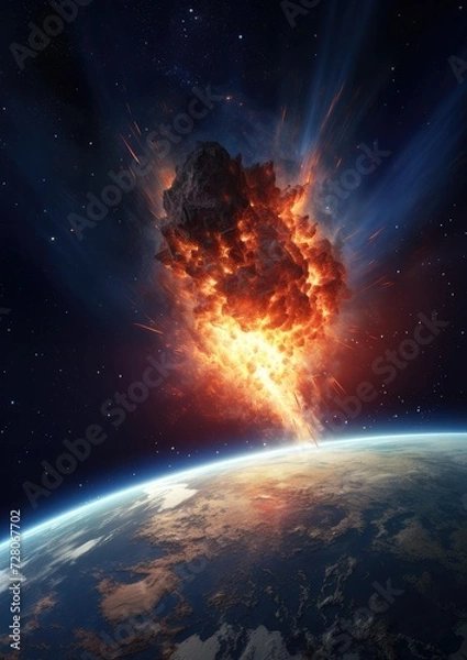 Fototapeta Meteor glowing as it enters the Earth's atmosphere, ultra realistic. Generative Ai.