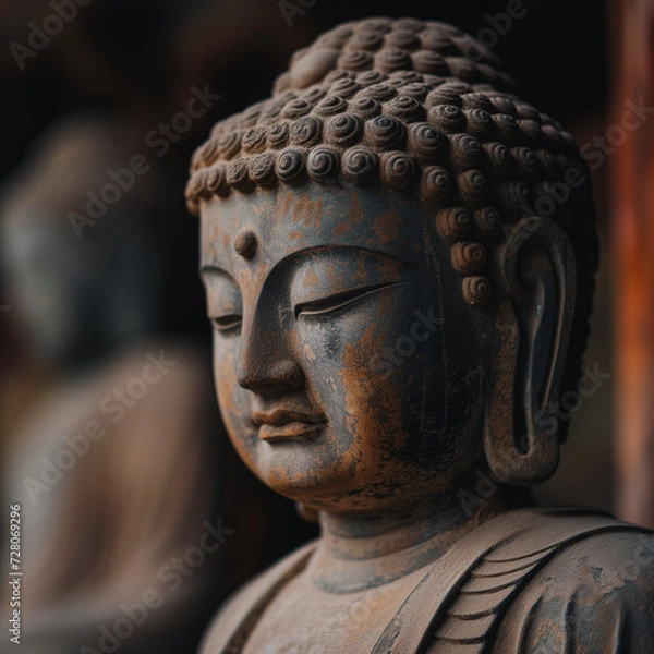 Fototapeta Serene Buddha Statue Close-Up with Textured Detail