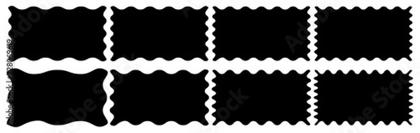 Obraz Zig zag Wavy frames set. Geometric Jagged Rectangular Frame collection. Abstract Zig zag shapes isolated on transparent background.