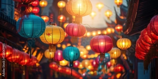 Fototapeta  hundreds of colorful lanterns 