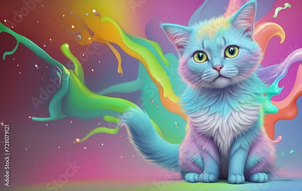 Fototapeta multicolor cat Generative Art