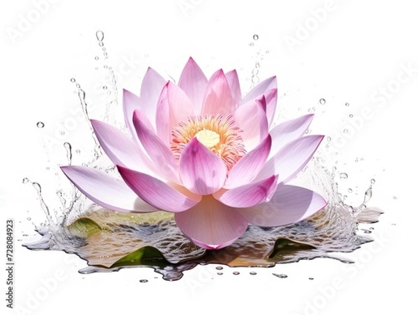 Obraz Lotus Flower Blooming in Mud Purity and Resilience Isolated on White Background AI Generated