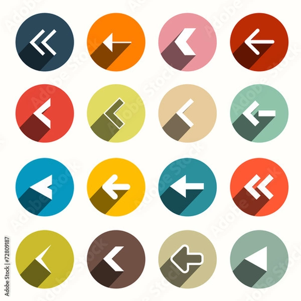 Fototapeta Vector Flat Design Arrows with Shadows Set