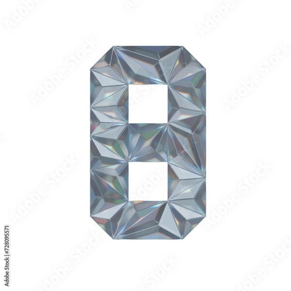 Fototapeta Low Poly 3D Number 8 in Dispersion Diamond glass