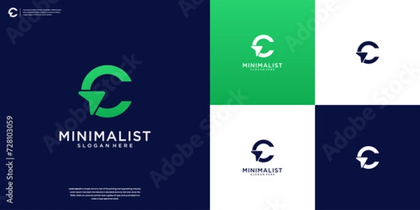 Fototapeta Minimalist Letter C and Arrow with circle style logo design monogram.