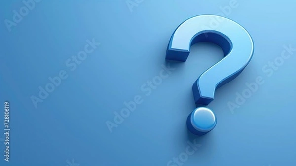 Fototapeta Realistic 3d blue question mark vector Illustration