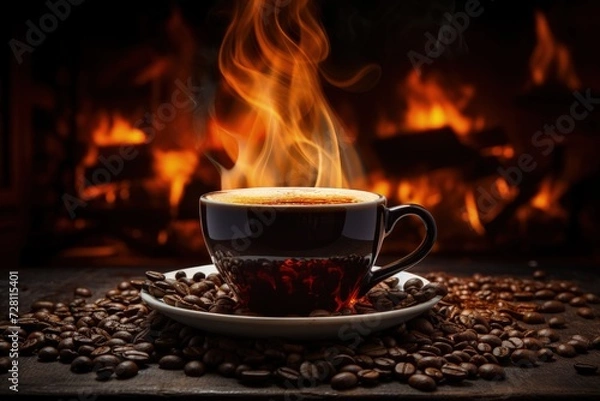 Fototapeta Coffee. aroma-filled mornings with a cup of rich brew: indulging in the comforting warmth, flavor, and culture of coffee, an essential daily ritual for enthusiasts worldwide.