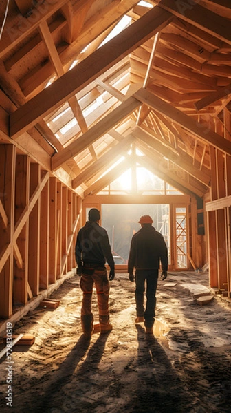 Fototapeta two workers in a home newly conceived 