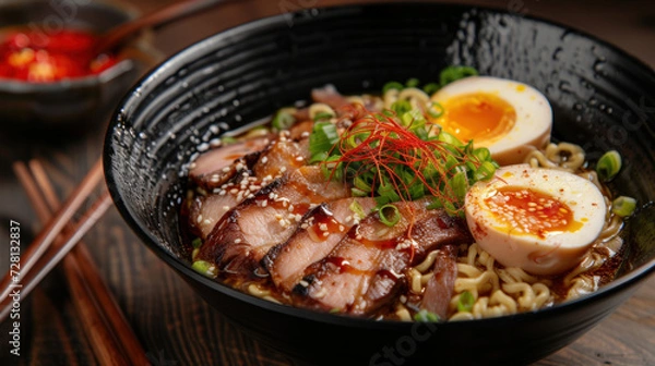 Fototapeta Japanese ramen noodles in a bowl