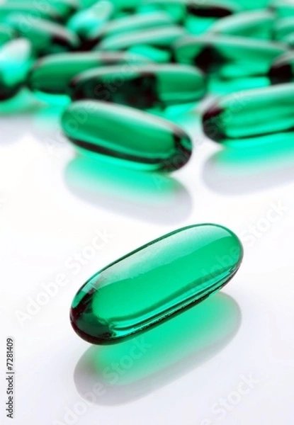 Obraz Green caspules on white background