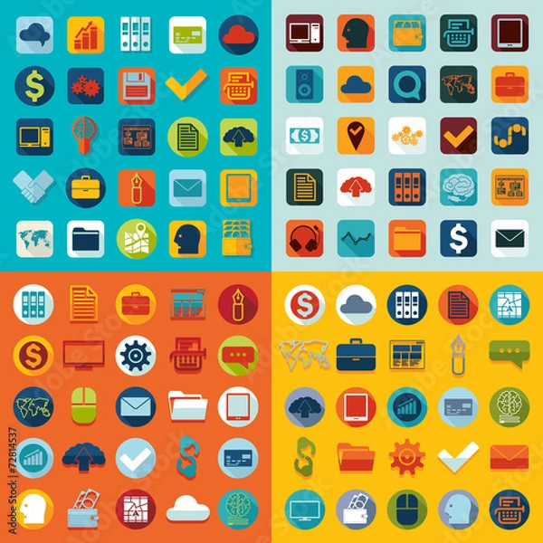 Obraz Set of business flat icons
