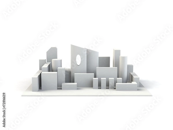 Fototapeta Architectural 3D model miniature downtown perspective