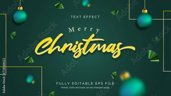 Fototapeta Green Merry Christmas Text Effect Font Type