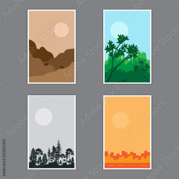 Fototapeta A great landscape poster to display on the wall. Also good for smartphone, computer, etc. backgrounds. Vector. Editable