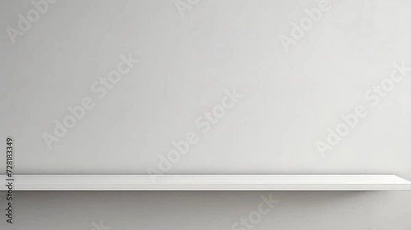Fototapeta White shelf on the wall, 3d rendering.