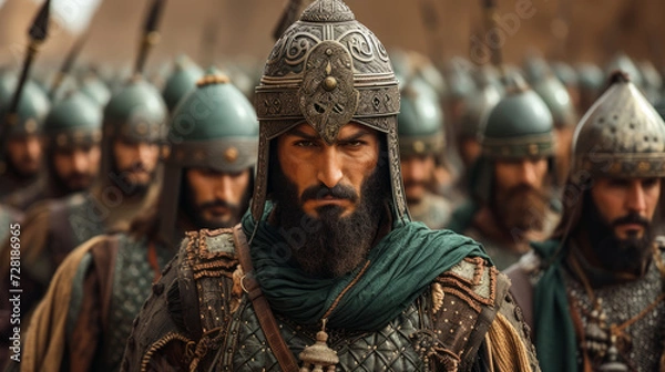 Fototapeta Salah ad-Din Yusuf ibn Ayyub, the founder of the Ayyubid dynasty with his elite army.