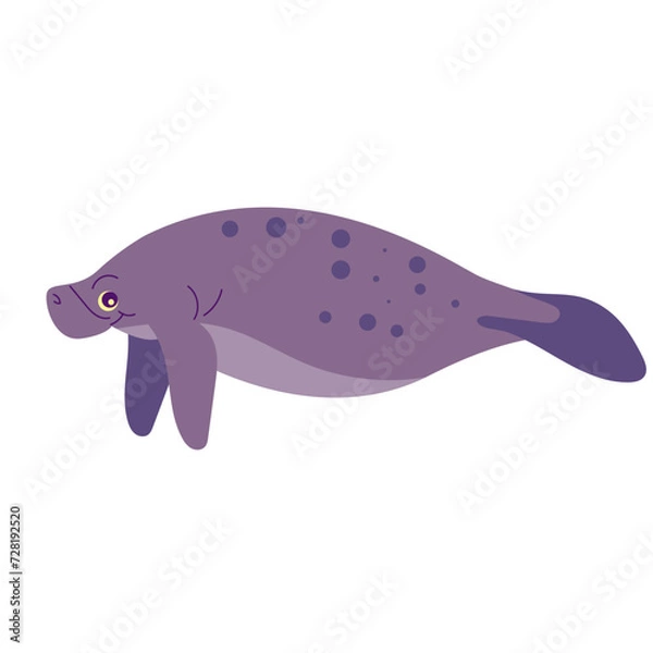 Obraz Manatee Cartoon Style Illustration