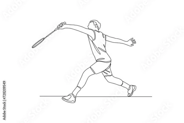 Fototapeta One continuous line drawing of Sports concept. Doodle vector illustration in simple linear style.