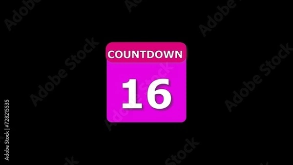 Fototapeta Digital number 16 second timer countdown icon illustration background.	