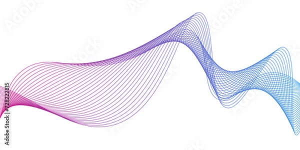 Fototapeta Simple Abstract flowing wave lines. Design element for technology,Abstract frequency sound wave lines and technology curve lines background,Vector banner design
