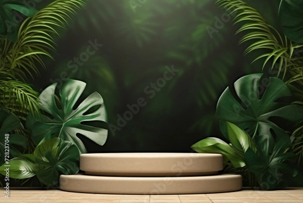 Fototapeta Wood podium mockup for product presentation decoration